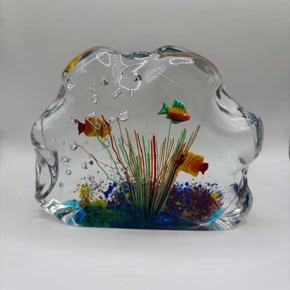 Murano Glass Multi Color Paperweight Fish Aquarium - Picture 9 of 12